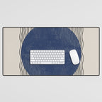 Woodblock Paper Art Blue Desk Mat Gallery Image 1