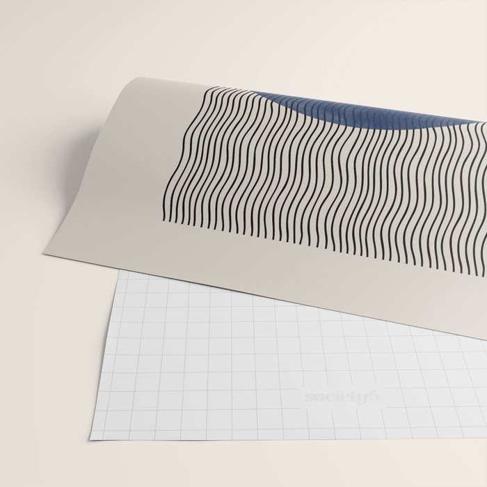 Woodblock Paper Art Blue Wrapping Paper Gallery Image 2