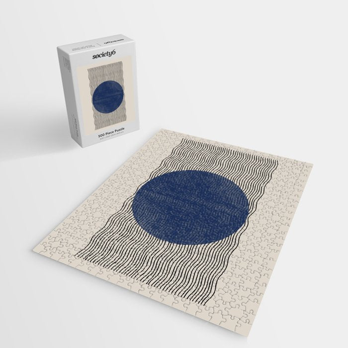 Woodblock Paper Art Blue Jigsaw Puzzle Gallery Image 2