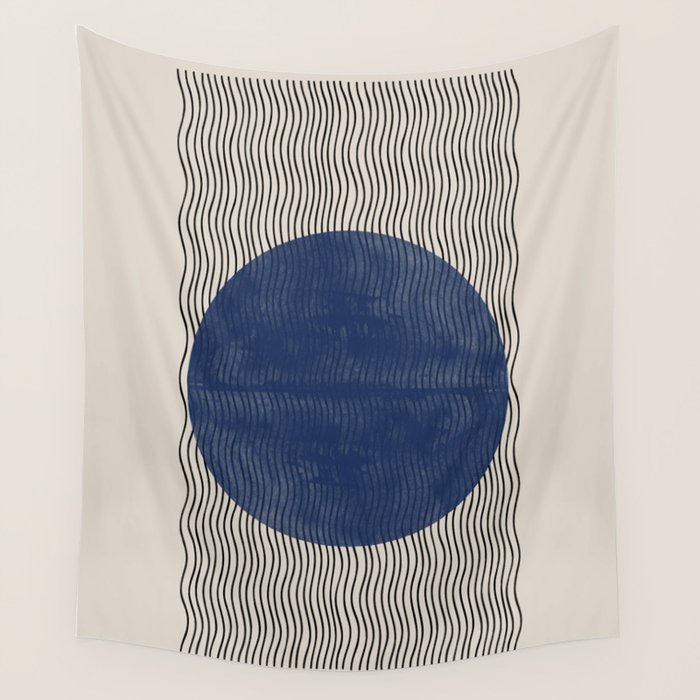 Woodblock Paper Art Blue Wall Tapestry Gallery Image 1