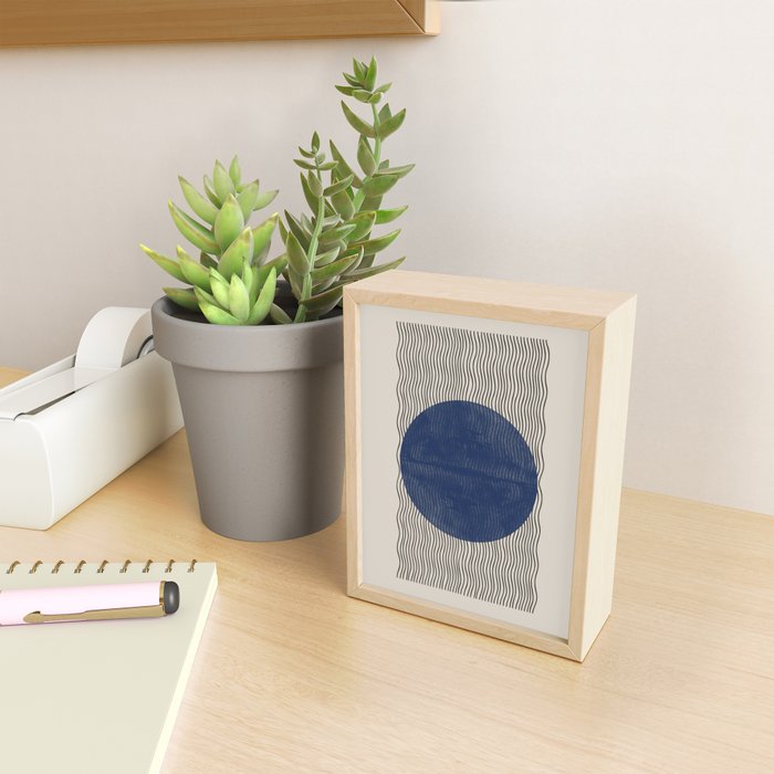 Woodblock Paper Art Blue Mini Art Print Gallery Image 2