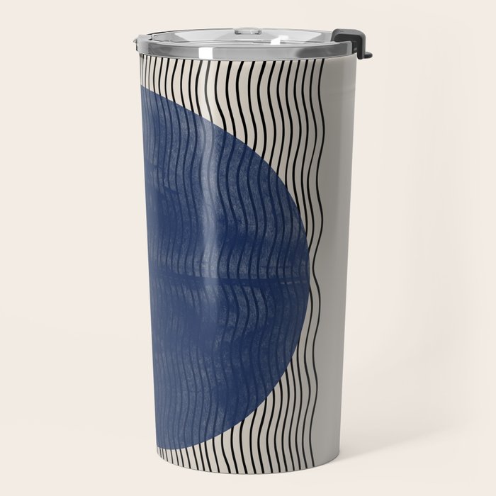 Woodblock Paper Art Blue Travel Mug Gallery Image 2