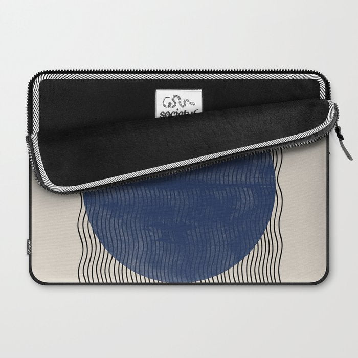 Woodblock Paper Art Blue Laptop Sleeve Gallery Image 2