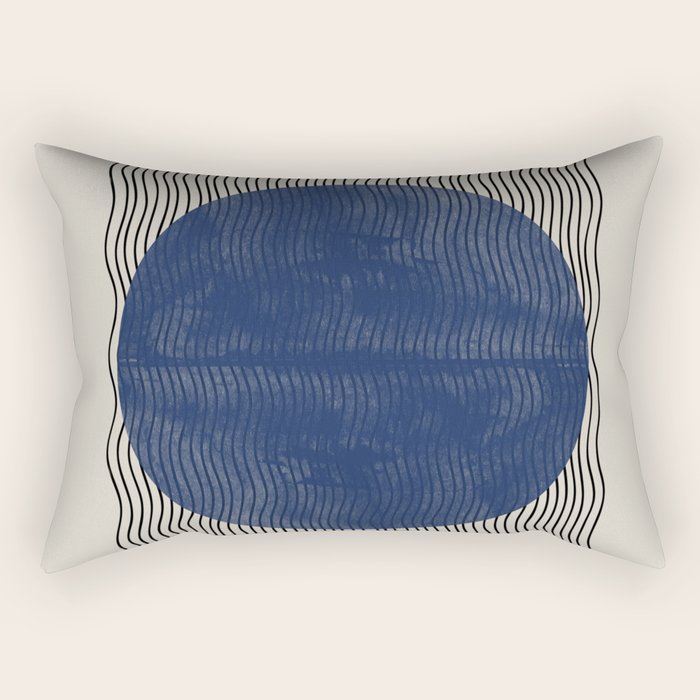 Woodblock Paper Art Blue Rectangular Pillow Gallery Image 2