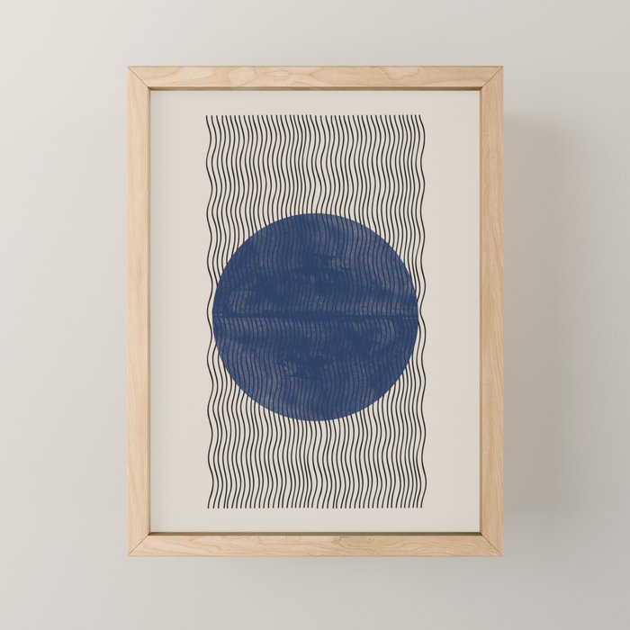 Woodblock Paper Art Blue Mini Art Print Gallery Image 1