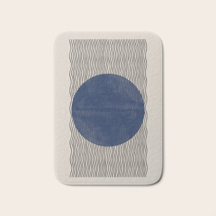 Woodblock Paper Art Blue Bath Mat Gallery Image 1