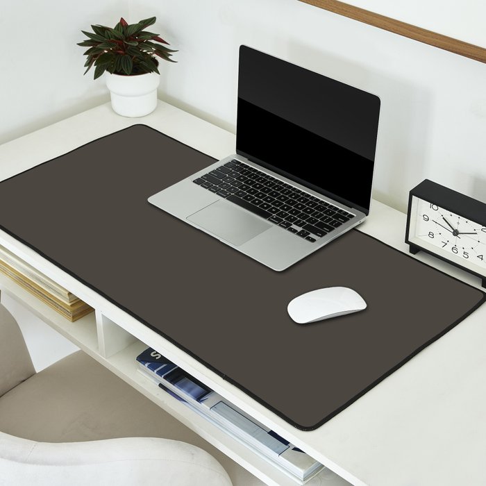Neutral Taupe Grey Solid Color Desk Mat Gallery Image 2
