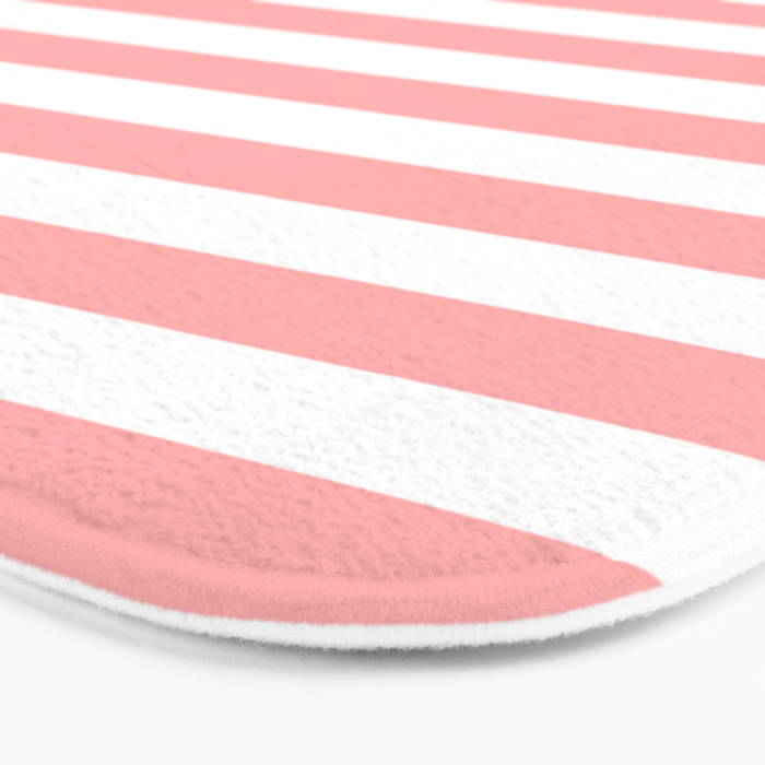 Sand Pink and White Tan Lines Summer Gazebo Stripes Bath Mat Gallery Image 3