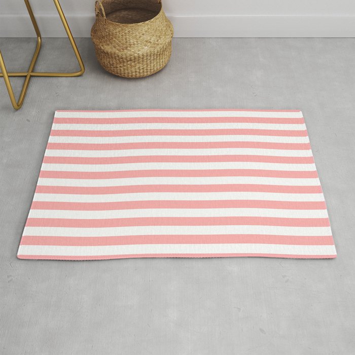 Sand Pink and White Tan Lines Summer Gazebo Stripes Rug Gallery Image 1