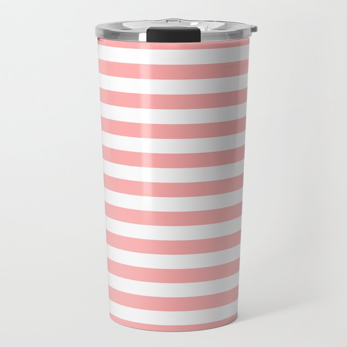Sand Pink and White Tan Lines Summer Gazebo Stripes Travel Mug Gallery Image 1