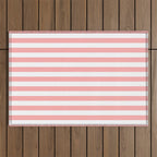 Sand Pink and White Tan Lines Summer Gazebo Stripes Outdoor Rug Gallery Image 1