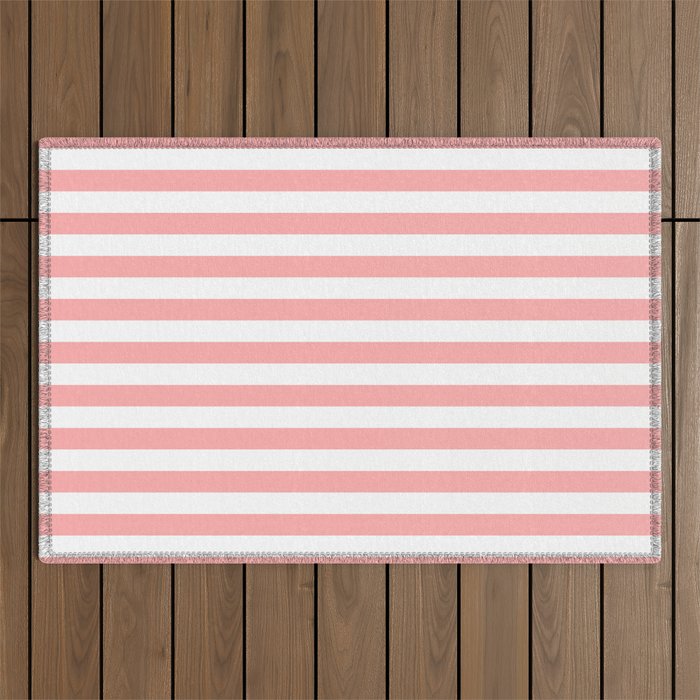 Sand Pink and White Tan Lines Summer Gazebo Stripes Outdoor Rug Gallery Image 1