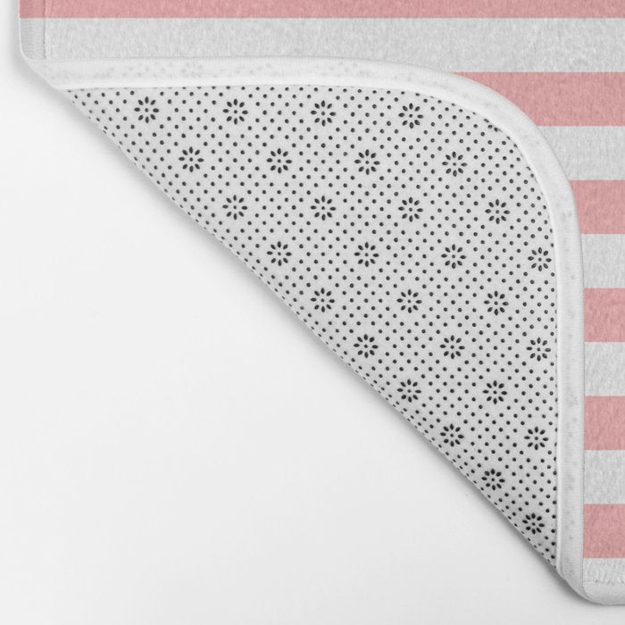 Sand Pink and White Tan Lines Summer Gazebo Stripes Bath Mat Gallery Image 2