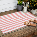 Sand Pink and White Tan Lines Summer Gazebo Stripes Outdoor Rug Gallery Image 2