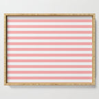 Sand Pink and White Tan Lines Summer Gazebo Stripes Serving Tray Gallery Image 1