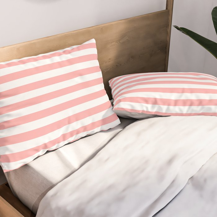 Sand Pink and White Tan Lines Summer Gazebo Stripes Pillow Sham Gallery Image 2