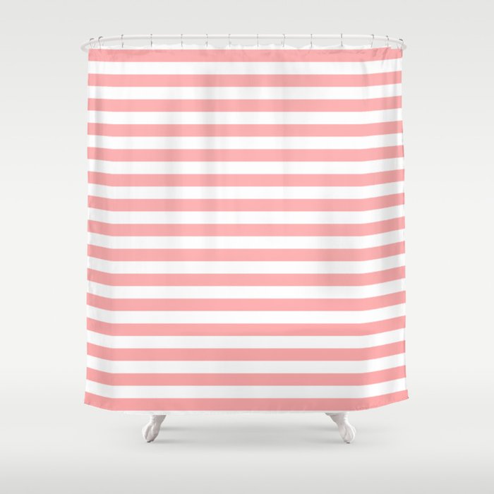 Sand Pink and White Tan Lines Summer Gazebo Stripes Shower Curtain Gallery Image 1