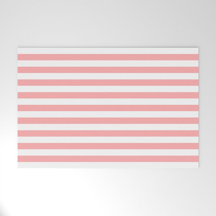 Sand Pink and White Tan Lines Summer Gazebo Stripes Welcome Mat Gallery Image 1