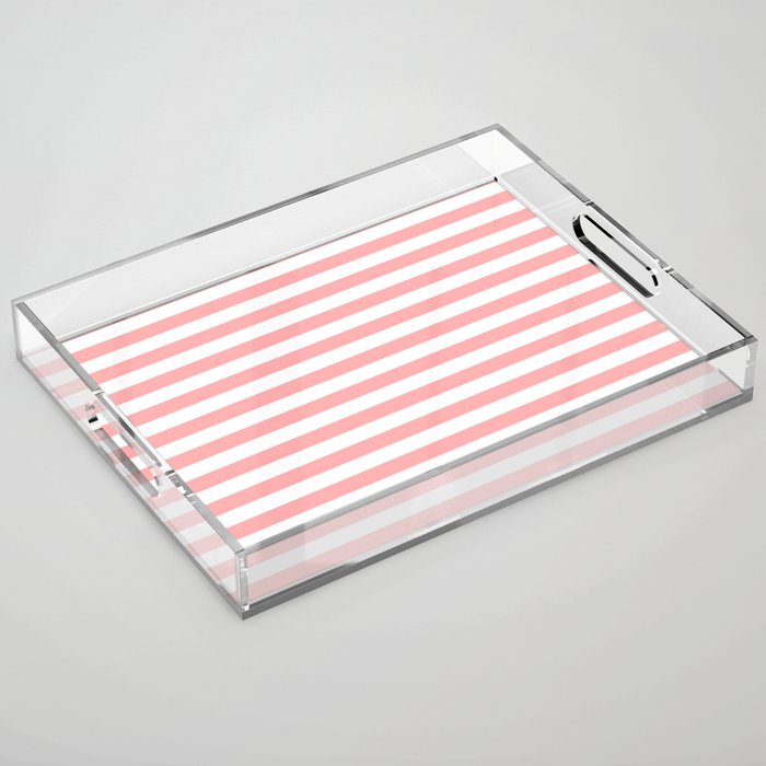 Sand Pink and White Tan Lines Summer Gazebo Stripes Acrylic Tray Gallery Image 1