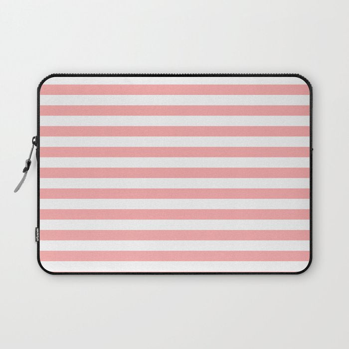 Sand Pink and White Tan Lines Summer Gazebo Stripes Laptop Sleeve Gallery Image 1
