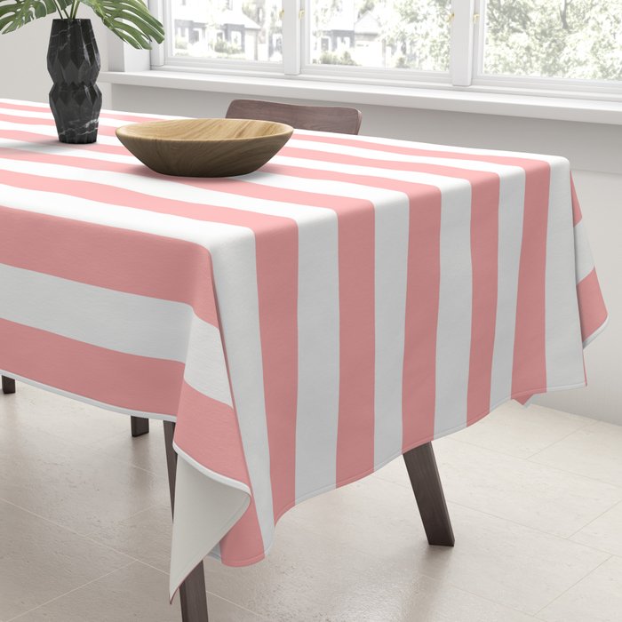 Sand Pink and White Tan Lines Summer Gazebo Stripes Tablecloth Gallery Image 3