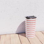 Sand Pink and White Tan Lines Summer Gazebo Stripes Travel Mug Gallery Image 4
