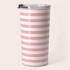 Sand Pink and White Tan Lines Summer Gazebo Stripes Travel Mug Gallery Image 3