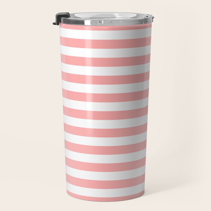 Sand Pink and White Tan Lines Summer Gazebo Stripes Travel Mug Gallery Image 3