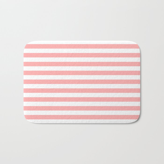 Sand Pink and White Tan Lines Summer Gazebo Stripes Bath Mat Gallery Image 1
