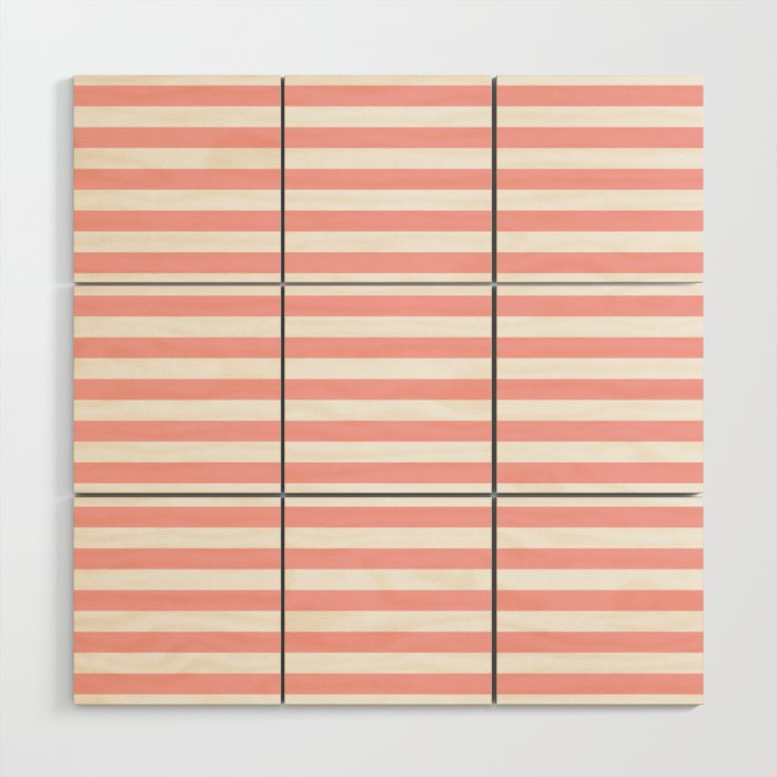 Sand Pink and White Tan Lines Summer Gazebo Stripes Wood Wall Art Gallery Image 1