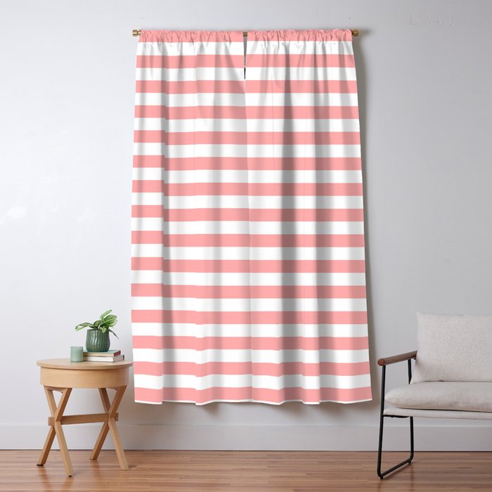Sand Pink and White Tan Lines Summer Gazebo Stripes Window Curtain Gallery Image 1