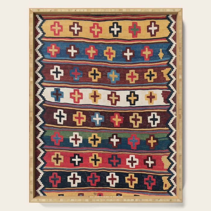 Qashqaâi Fars Southwest Persian Kilim Print Serving Tray Gallery Image 1