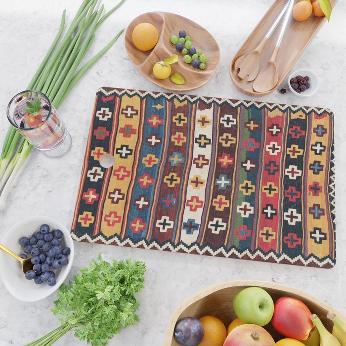 Qashqaâi Fars Southwest Persian Kilim Print Cutting Board Gallery Image 2