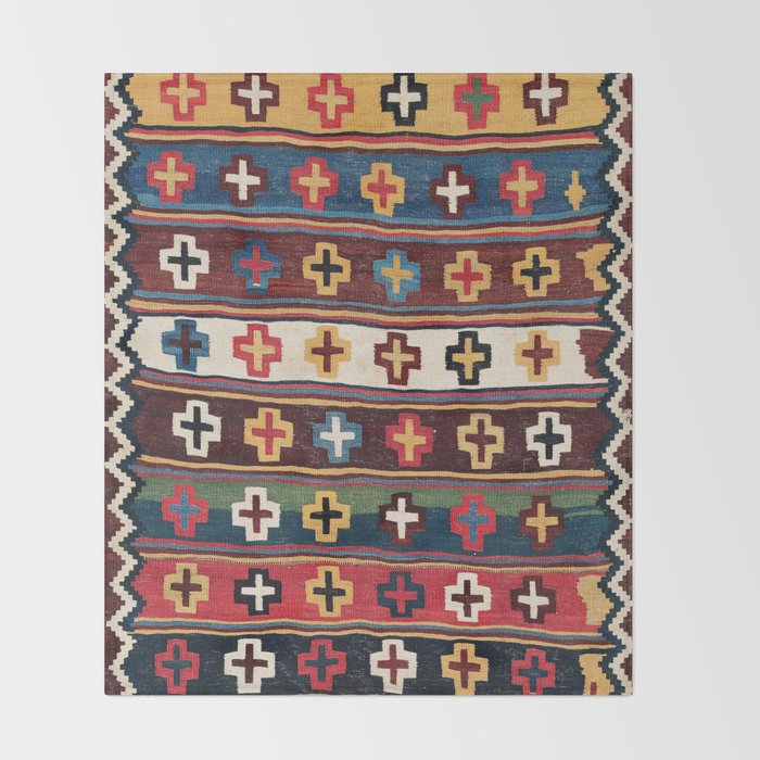 Qashqaâi Fars Southwest Persian Kilim Print Throw Blanket Gallery Image 2