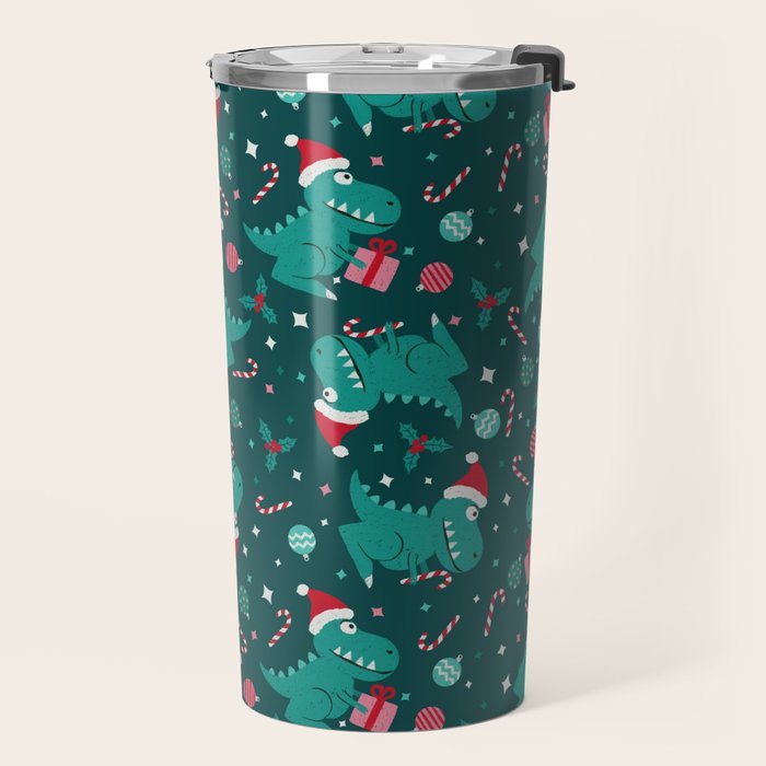 Christmas Dinosaurs Dinos Dinosaur Travel Mug Gallery Image 2