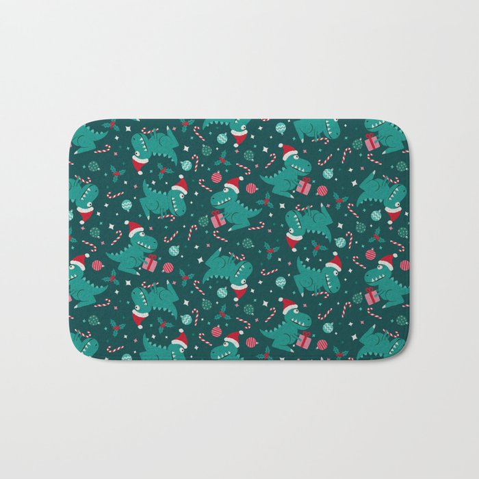 Christmas Dinosaurs Dinos Dinosaur Bath Mat Gallery Image 1