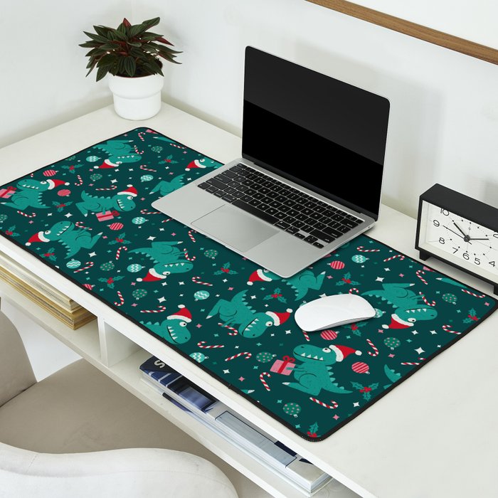 Christmas Dinosaurs Dinos Dinosaur Desk Mat Gallery Image 2