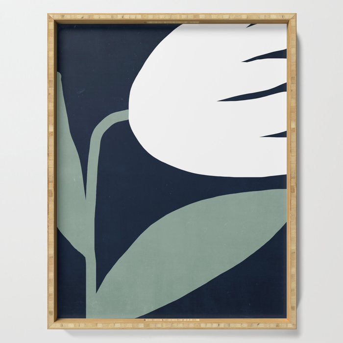 Abstract Flora - navy Serving Tray Gallery Image 1