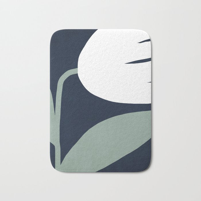 Abstract Flora - navy Bath Mat Gallery Image 1