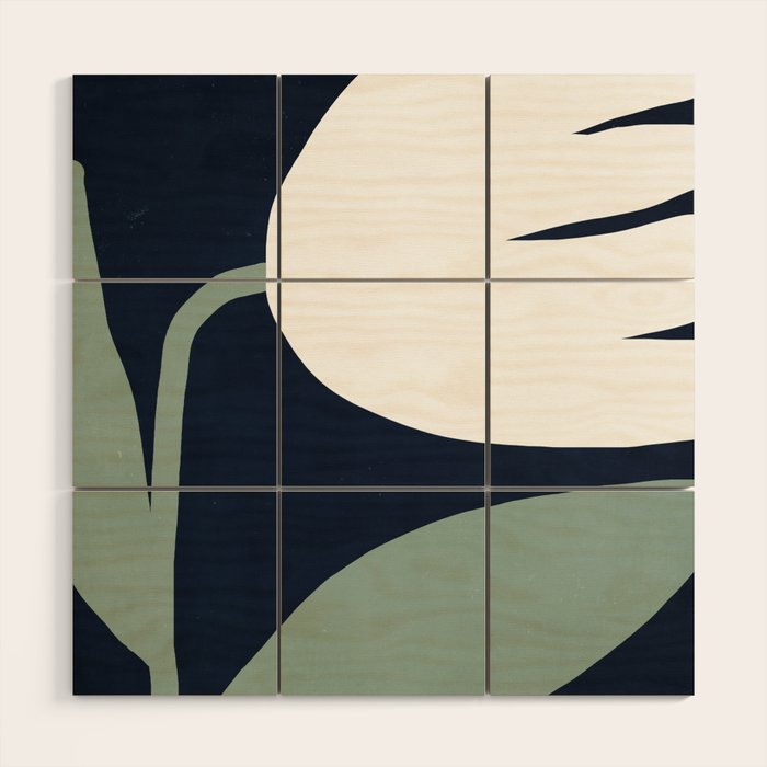 Abstract Flora - navy Wood Wall Art Gallery Image 1