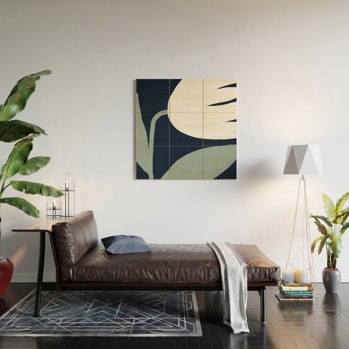 Abstract Flora - navy Wood Wall Art Gallery Image 2