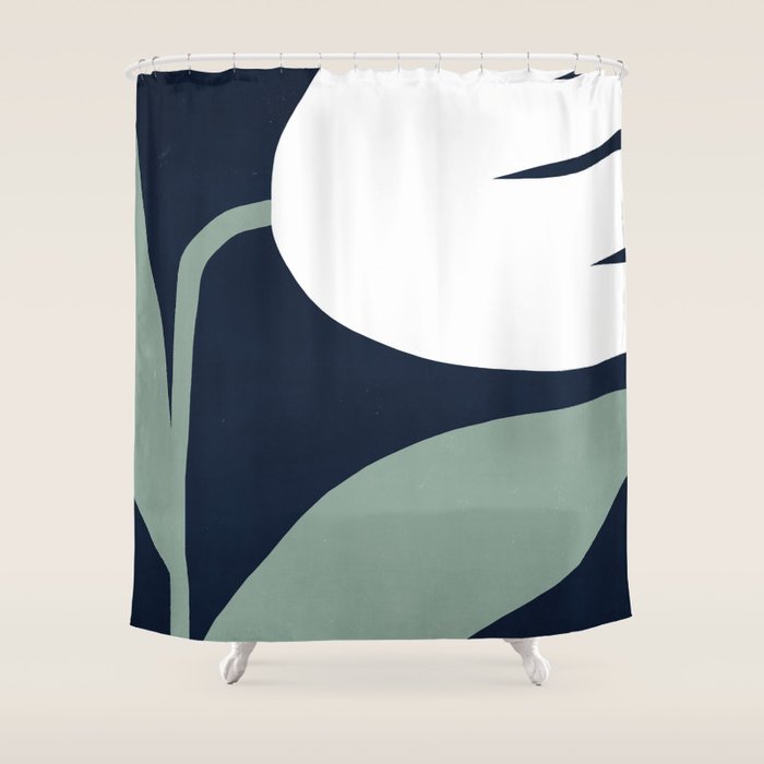 Abstract Flora - navy Shower Curtain Gallery Image 1