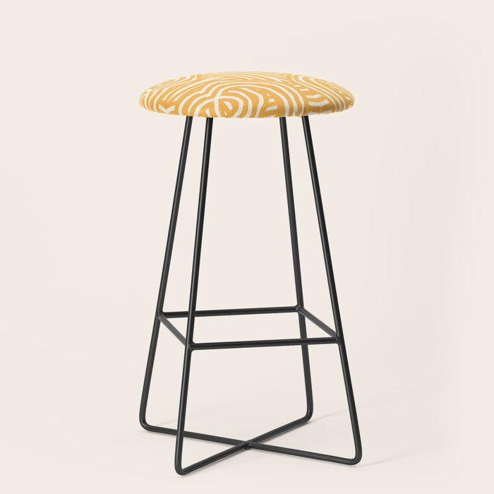 Yellow mustard boho stripe Stool Gallery Image 1
