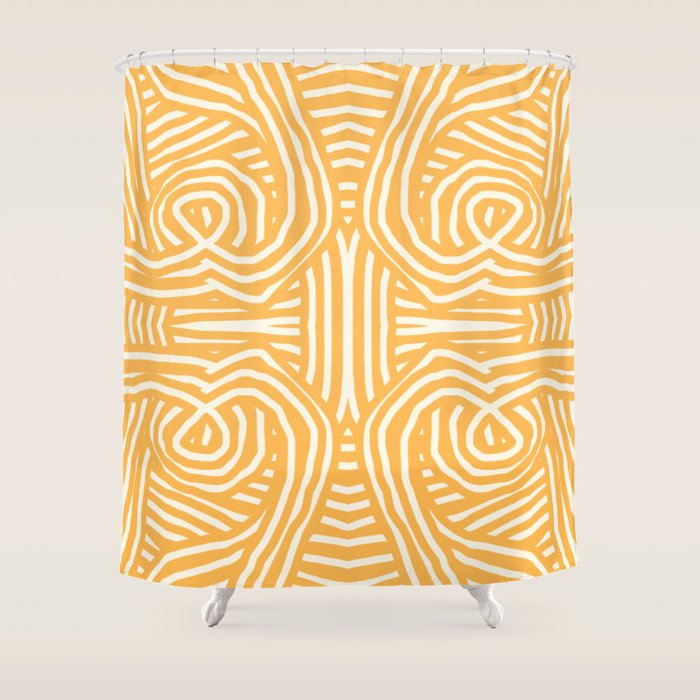 Yellow mustard boho stripe Shower Curtain Gallery Image 1