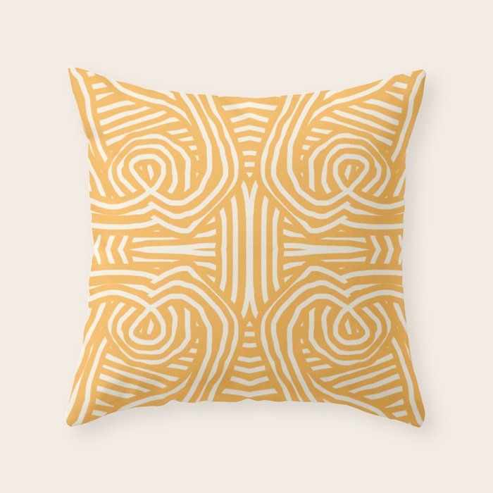 Yellow mustard boho stripe Throw Pillow Gallery Image 6