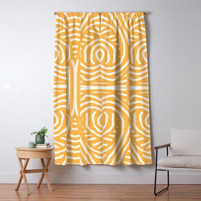 Yellow mustard boho stripe Window Curtain Gallery Image 5
