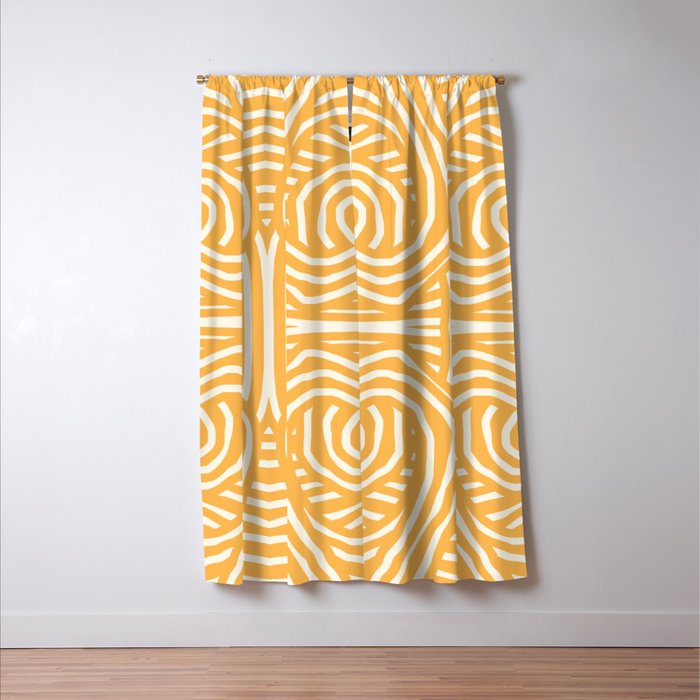 Yellow mustard boho stripe Window Curtain Gallery Image 3