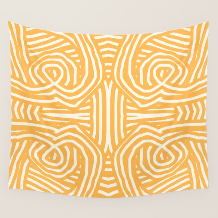 Yellow mustard boho stripe Wall Tapestry Gallery Image 1