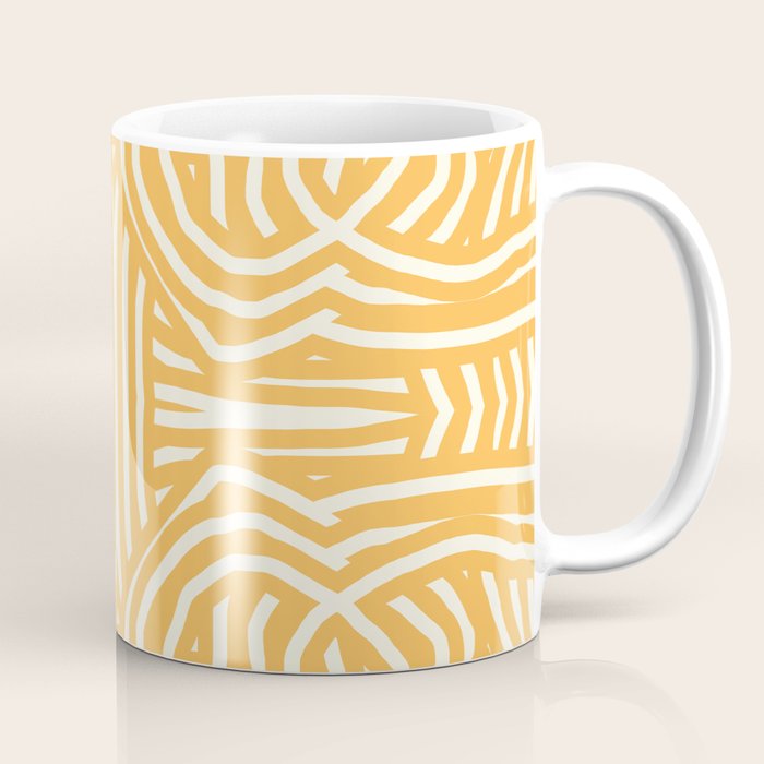 Yellow mustard boho stripe Coffee Mug Gallery Image 1