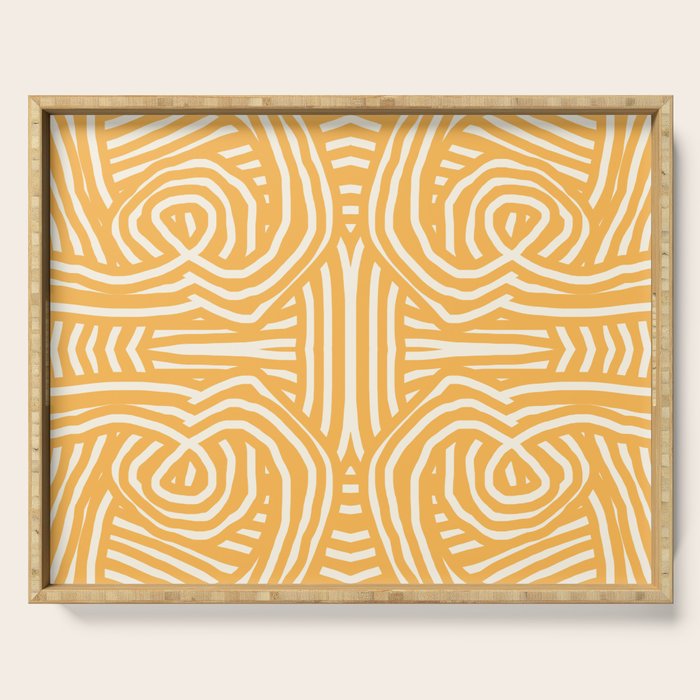 Yellow mustard boho stripe Serving Tray Gallery Image 1